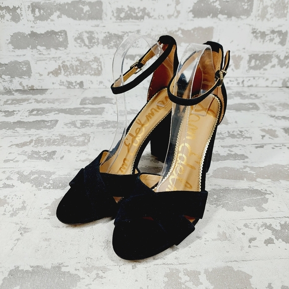 NEW Sam Edelman Yancy Black Heeled Ankle Strap Sandals H263 - Picture 2 of 13